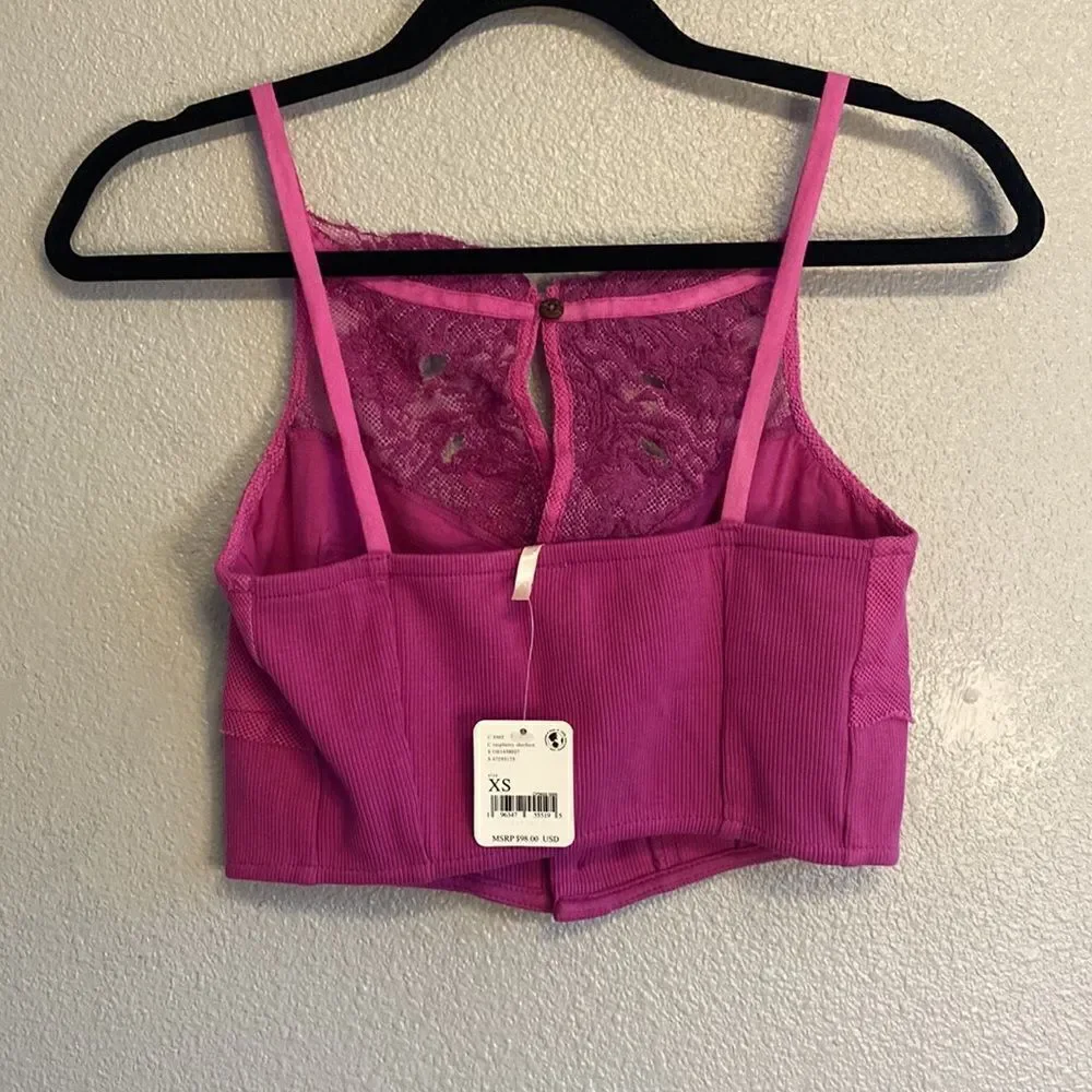 NWT- Free People Have My Heart Tank in Raspberry Sherbert -Size XS